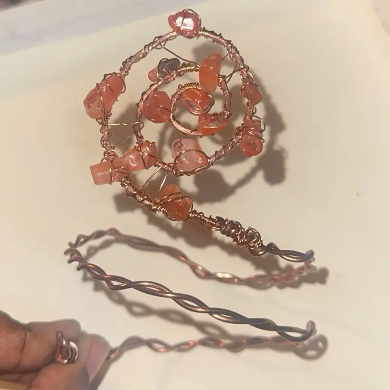 Red Stone Spiral Arm Cuff Clamp Red Stone Spiral Arm Cuff Clamp