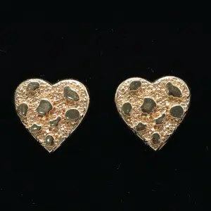 14KT Gold Heart Nugget Earrings - Elegant and Durable Design