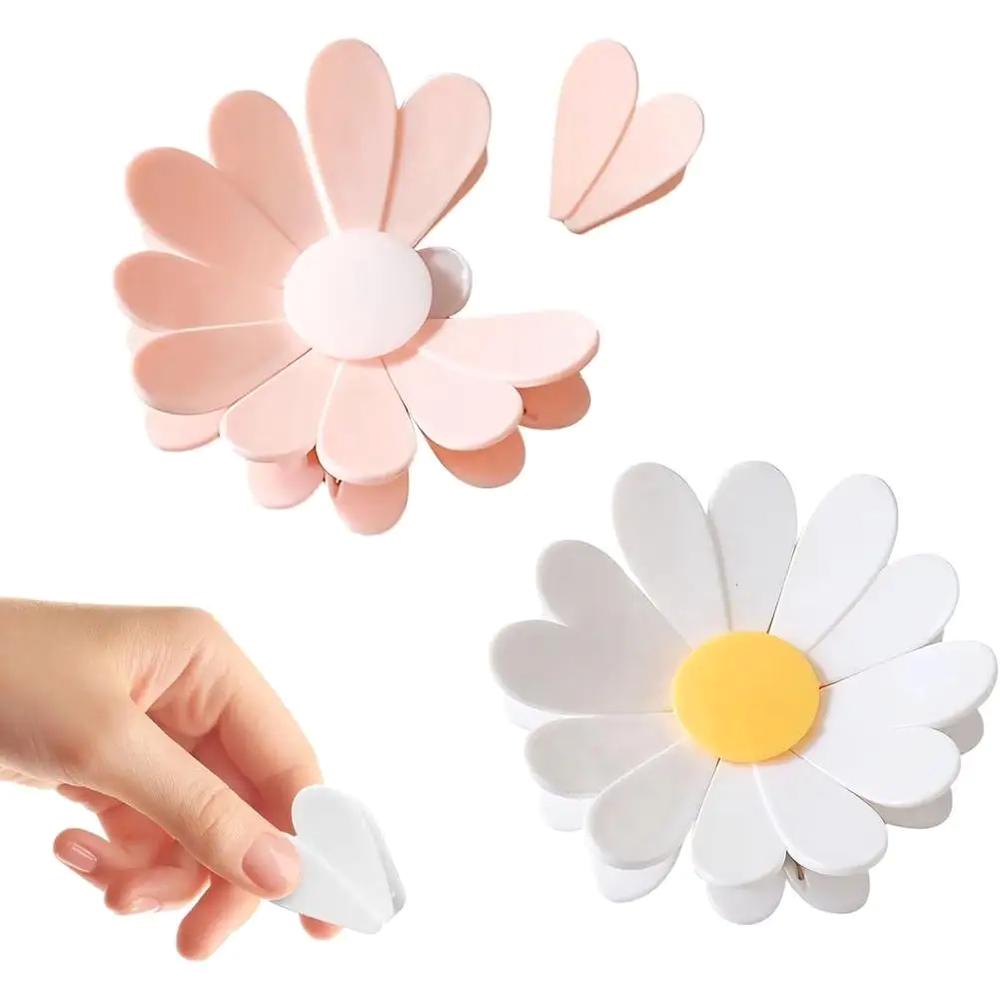 Aesthetic Cherry Blossom Fridge Magnetic Chip Clips| 6 Bag Clips + 1 Magnetic Base| Cute Food Sealing Clips for Snack Bread Pet Food Storage| Fridge Organizer Kitchen Decor Gift