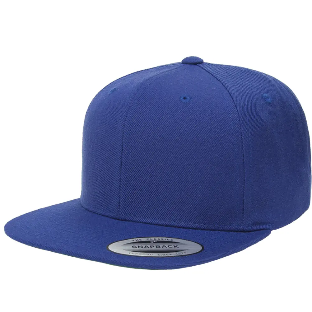 Classic 6089M Wool Flat Bill Blank Baseball Snapback Hat Solid Color High Crown 6 Panels Wool One Size Fits All