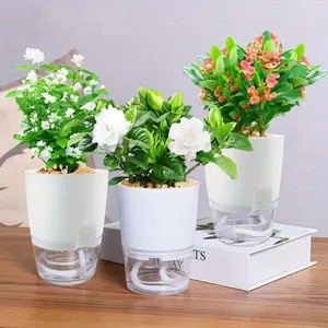 Self-Watering Planters with Watering Bottle, Plastic Wicking Flower Pots for African Violets, Houseplants & Herbs, No Electricity Required, Ideal for Indoor Gardening