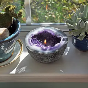 Geode Stone Inspired Decorative Candle Light Pink / Small