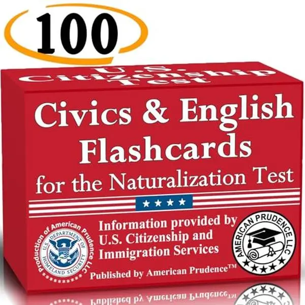 US Citizenship Flash Cards to study for the Naturalization test includes 100 USCIS illustrated questions and answers for American Civics and English ... flashcards (English and Spanish Edition),  Spanish-English Director Guiding Tool, Studying
