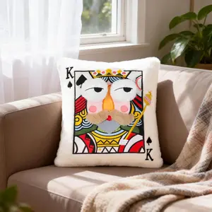 Embroidered  Card Throw Pillow, Soft Plush Playing Card Cushion,  of Spades Decorative Pillow for Sofa Couch Bed, Cute  Eyes Design, 13.8x10.7 Inch  Decor &