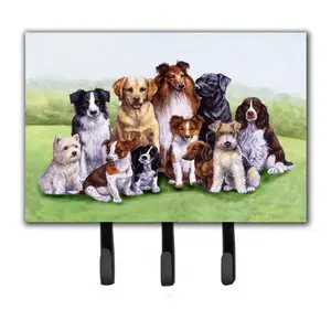 212 MAIN Springtime Metal Frame Dog Decor Hanger - Wall-Mounted Key Hooks, 9x2x6 in. Triple Hook Leash & Home Supplies Organizer