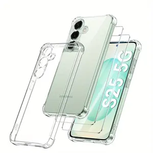 3 PCS [1 Phone Case with 2X Clear Screen Protectors] Compatible with Samsung Galaxy S26 S25 Ultra S25+ S24 S24+ S24 Ultra S24 FE S23 FE