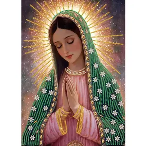 Madonna Statue Pattern DIY Diamond Arts Colorful Painting Kit without Frame, 5D Special Shape Diamond Arts Painting Kit, DIY Wall Art Decor