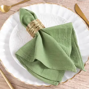 Sage Green Cloth Napkins Set of 8 Cotton Linen Spring Napkins Bulk Washable 16"×16" Dinner Napkins for Wedding Baby Bridal Shower Birthday Garden Party Table Decor