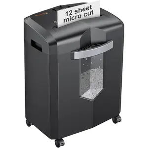 Bonsaii 12-Sheet Micro Cut Shredders for Home Office,60 Minute P-4 Security Level Paper Shredder for CD,Credit Card, Mails,Staple, 4.2Gal Pullout Bin