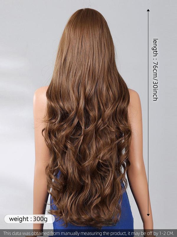 30 Inch Long Curly Wigs for Women, Gorgeous Fluffy Wigs with Bangs, Synthetic Full Machine Wigs for Party, Daily Use, Synthetic Fiber Wigs