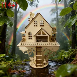 DIY Jungle Treehouse Model Kit, Wooden House Kit Adults, Handmade Craft Set, Table Decoration, Birthday or Christmas Gift, Halloween Present