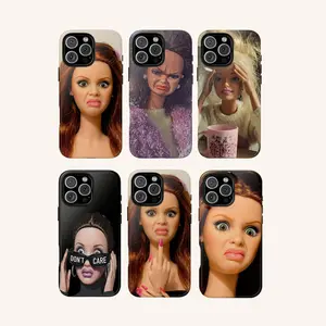 Middle Finger Doll Phone Case, Doll Disgusted Face Meme Funny Dolly Meme Cover, Y2K Aesthetic Gag Gift for iPhone Double Layer Phone Case Magnetic Phone Cases Phone Cover Hard Case Tough 2-piece Magsafe Phone Case
