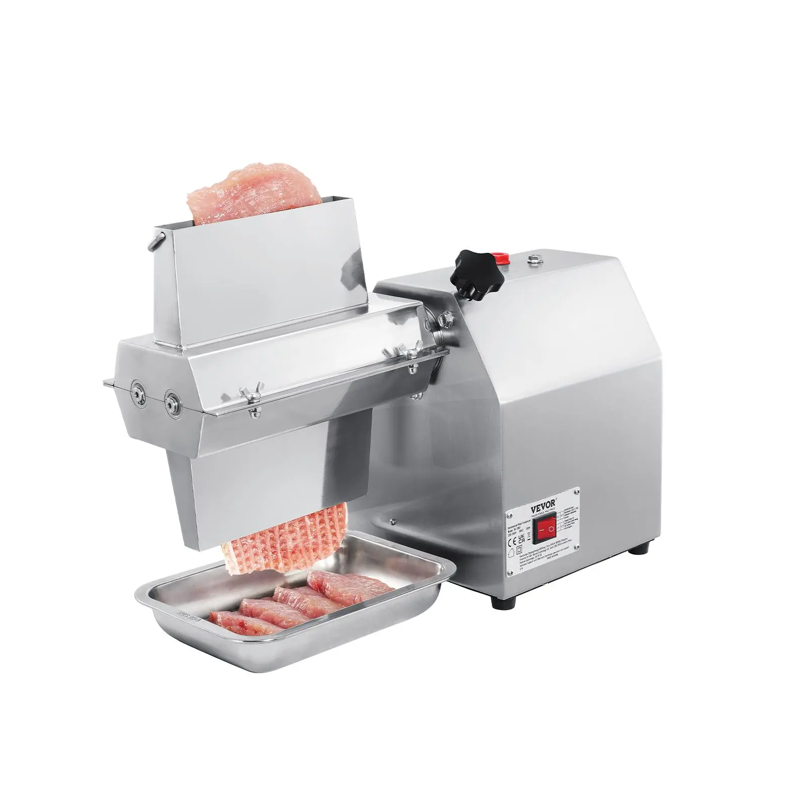 【Summerfinds】VEVOR Commercial Meat Tenderizer, Heavy Duty 304 Stainless Steel Kitchen Tool with Meat Tong, Cleaning Brush, and Tray, 750W Electric Meat Tenderizer Machine for Beef, Turkey, Chicken, Pork, and Fish
