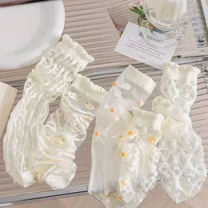 Five Pairs Of Crystal Socks, Summer Thin Glass Tube, Breathable And Cute, Japanese Internet Celebrity In Spring And Summer