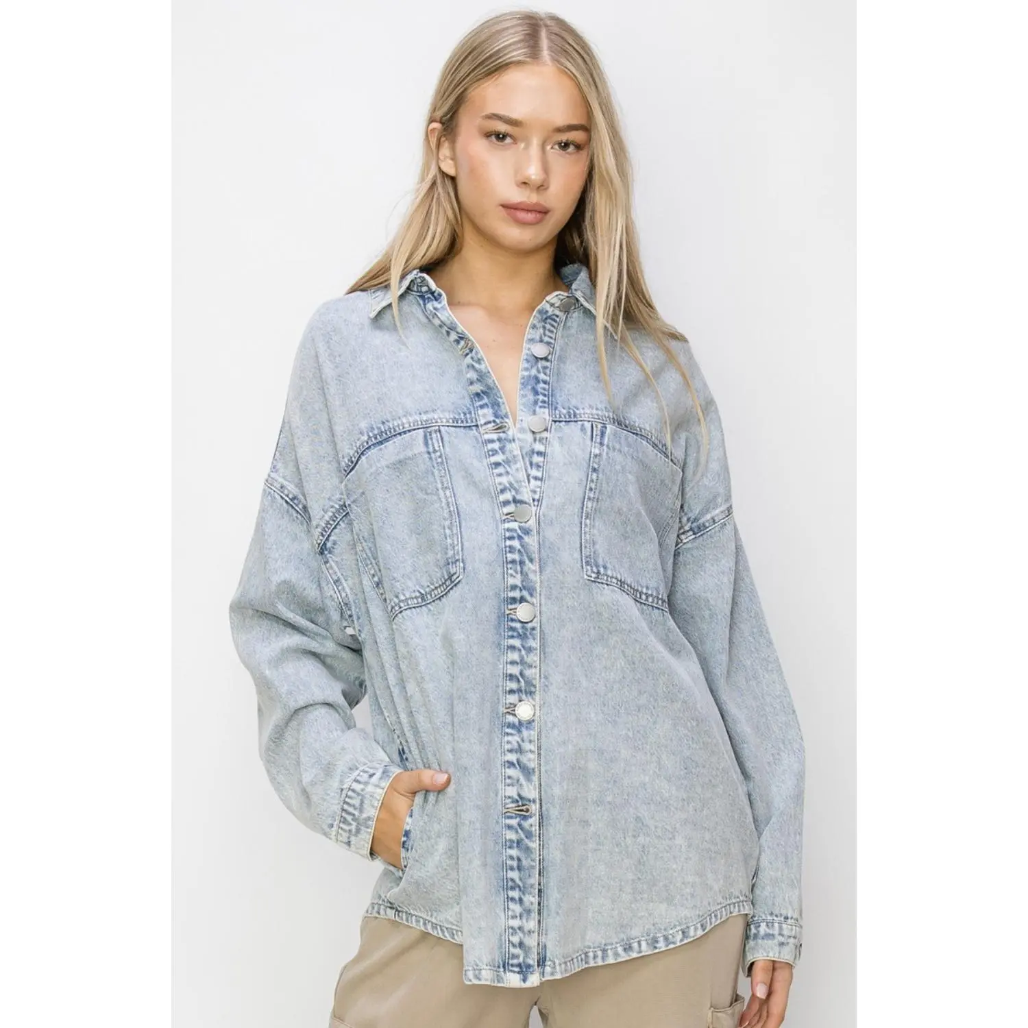 RISEN Button Up Long Sleeve Shacket