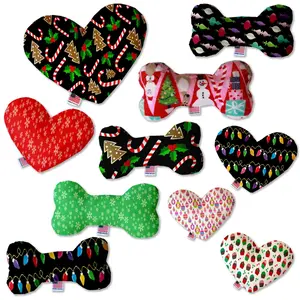 Christmas Pet and Dog Plush Heart or Bone Toy, "Candy Cane Lane Group"