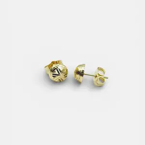 Stud earrings ( dormilón a la mitad) gold plated 14 k