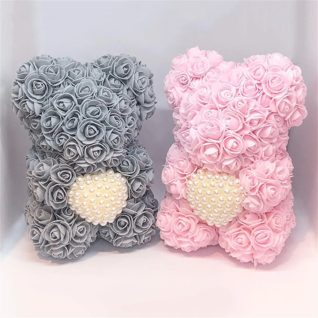 1pc Artificial Rose Flower Bear - Eternal Flower Rose Bear - Pearl Heart Rose Bear For Christmas, Valentine's Day, Mother's Day Anniversary Gift (Without Box), Collectible Gifts, Artificial Flower Decorations, Faux Roses, Faux Flowers, Rose Flower Design