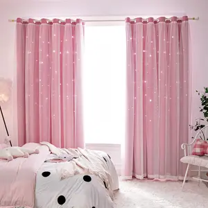1 pc grommet curtain panel that covers sheer curtains; cute starry cutout design with small holes for light filtering; suitable for bedrooms to block out light and darken rooms; also suitable for living rooms; ideal for themed rooms; can be used as a deco