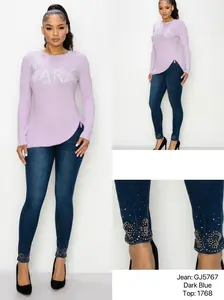 GJ5767  Bow down Jeans- High Waist OLLYZ by Vinizbena