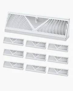 VEVOR 15-Inch Floor Registers, Summervibes,Summervibes, 10-Pack Baseboard Registers, HVAC Heavy-Duty Walkable Iron Floor Vents, Rustproof Anti-Peeling Air Vents Deflector Adjustable with Metal Damper for Home & Office, White