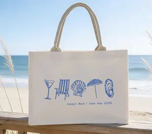 Personalized Coastal Jute Tote Bag | Custom Beach Wedding Favors | Bachelorette Party Gift | Bridesmaid Proposal Tote