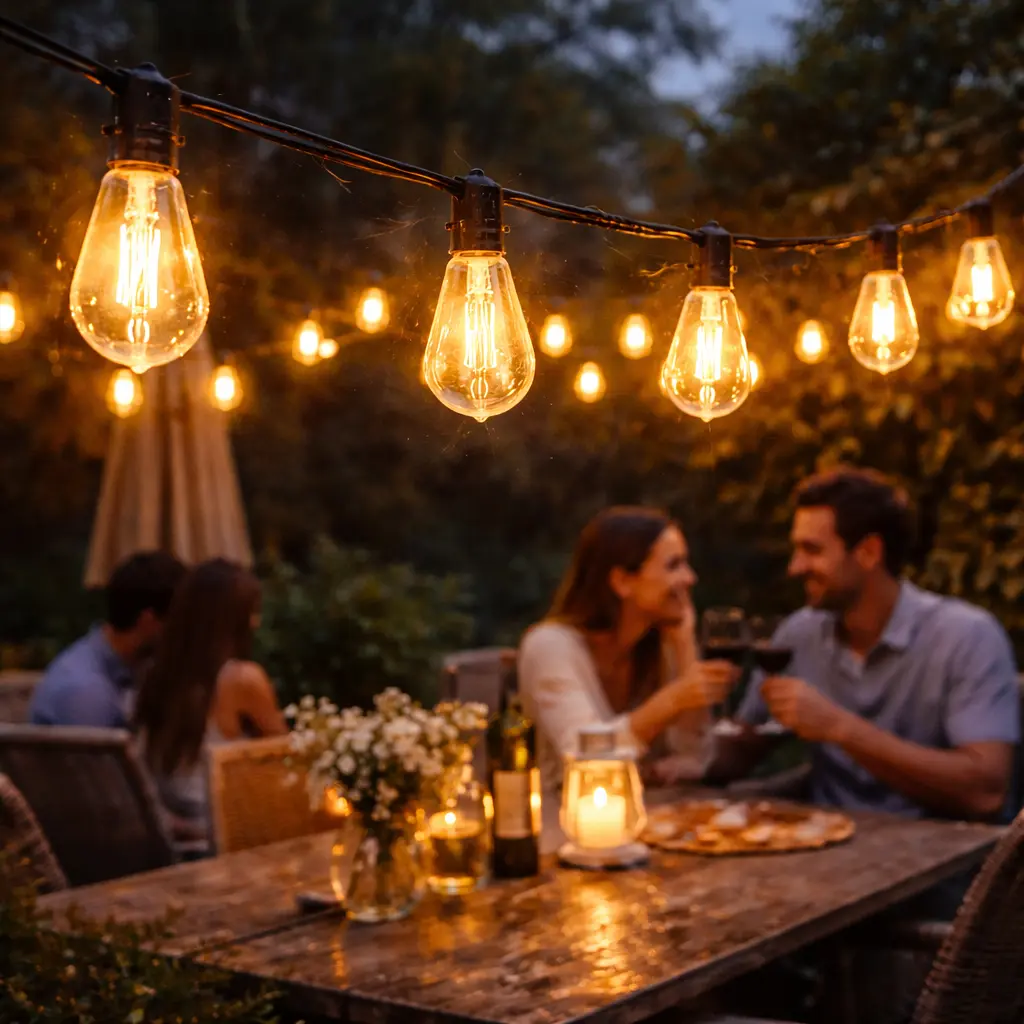 100FT Waterproof Solar Decorative String Lights, Auto On/Off, 8 Lighting Modes, Dimmable for Patio & Garden Festive Home Decor