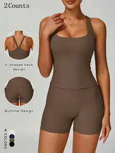 Women's Quick-Dry Sports Bra top,  High Waist Tummy Control Butt-Lifting Shorts, Yoga & Casual Wear, Sports Clothing Set, Breathable Fabric, Ideal for Gym & Outdoor Activities, Comfort Fit Design, Workout Ribbed, Quick Dry Activewear