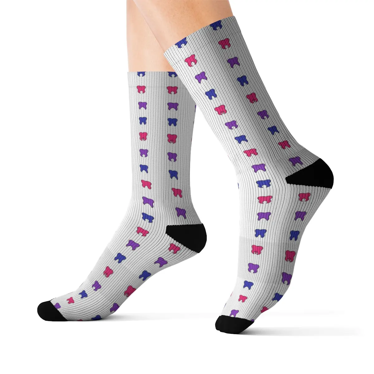 Bisexual Pride Patterned Teeth Dental Sublimation Socks