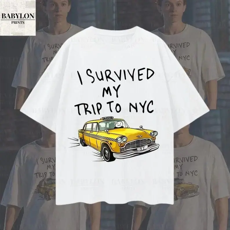 I Survived my Trip to NYC Oversized T-Shirt, Avengers Shirt, Unisex Gift for Fans Womenswear Top Cotton