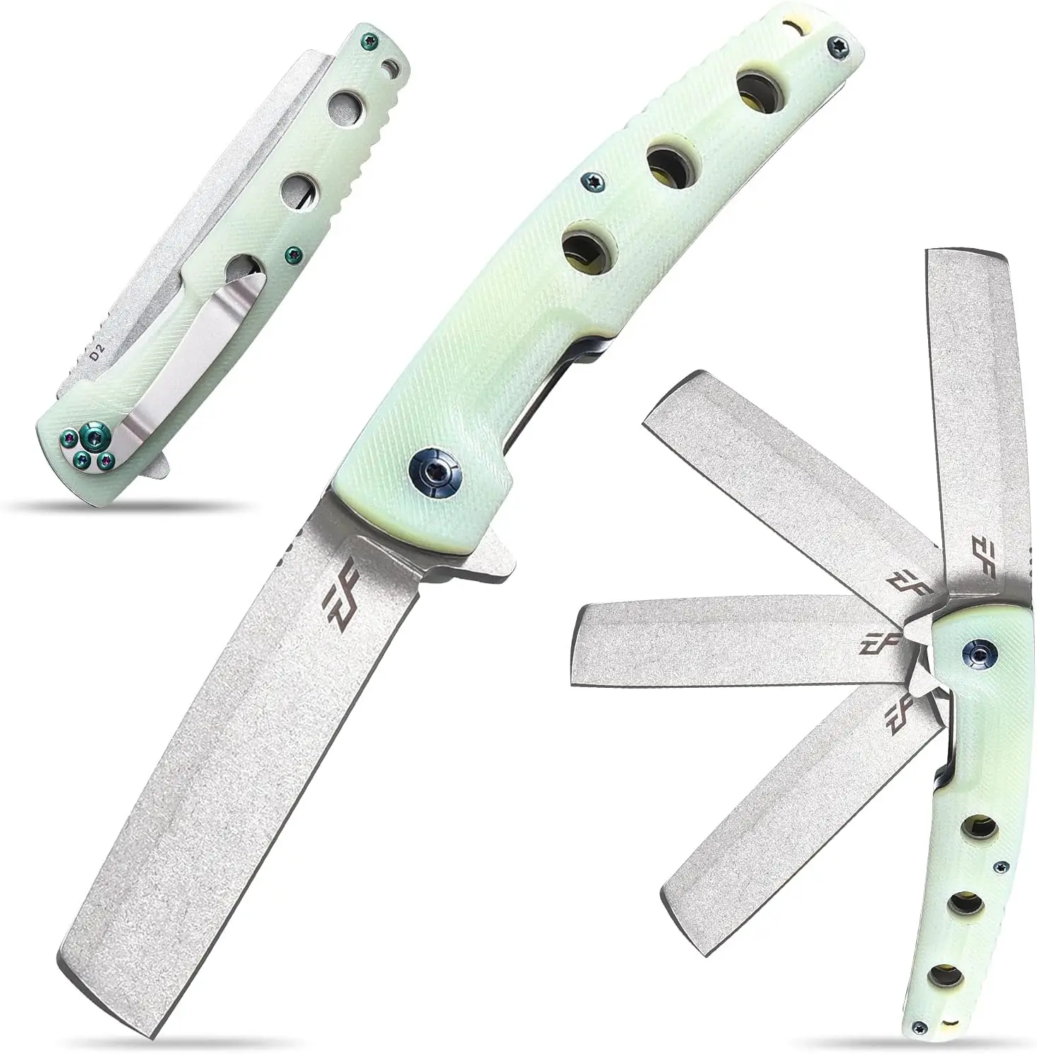 Eafengrow EF941 Folding Pocket Knife, D2 High Carbon Steel Blade, G10 Fiberglass Handle with Pocket Clip, Ball Bearing Liner Lock EDC Utility Cutting Tool for Daily Use Camping Hiking Fishing