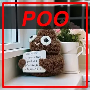 1 handmade positive energy poop doll, soft potato stuffed toy, dark brown fabric, humorous design, with charming eyes and expressive face, perfect for party gifts, birthday gifts, and holiday decorations, emotional support gifts | quirky home decor | expr