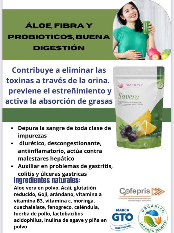 Ismerely Savera Metabolism Supplement Pineapple Flavor 350g Powder with Essential Minerals Vitamins for Digestive Relief Ulcer Healing Probiotic Fiber US Healthcare