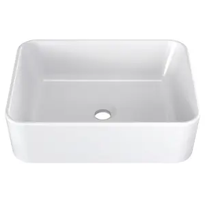 【GARVEE】Vessel Sink Rectangular,19" x 15" Bathroom Sink White Rectangle Porcelain Sink Lavatory Vanity Ceramic Vessel Sink, Rectangular Above Counter Sink Art Basin