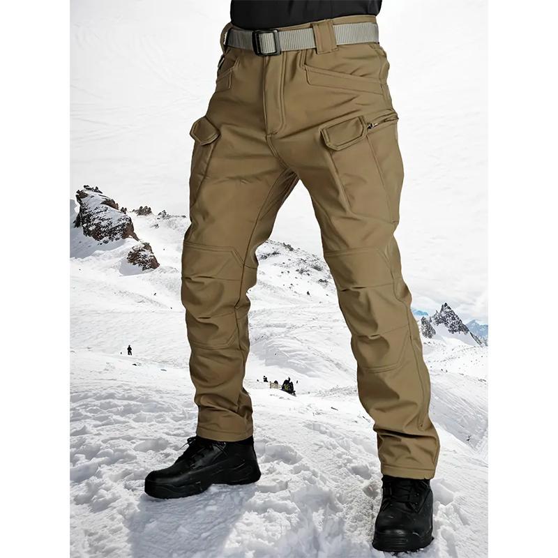 HOMUG Windproof Warm Men's Outdoor Military Tactical Pants Soft Shell Fleece Lined Solid Color Sports Style Regular Fit Mid Waist Woven Fabric with Pockets No Belt Casual Weekend Wear Autumn Winter Season