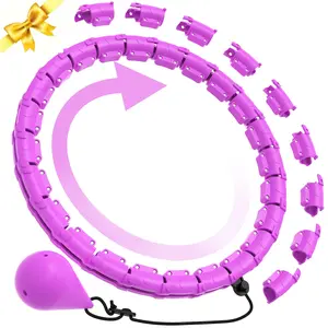 24 Knots Detachable Exercise Hoop, 1 Count 360° Rotation Weighted Fitness Hoop, Weighted Hula Hoop, Waist Trainer, Fitness Equipment for Home Gym Workout