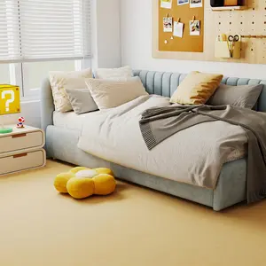 COSTWAY - 25 Pack-100 Sq.Ft. Foam Floor Tiles Interlocking Carpet Tiles with Edge Borders-Beige