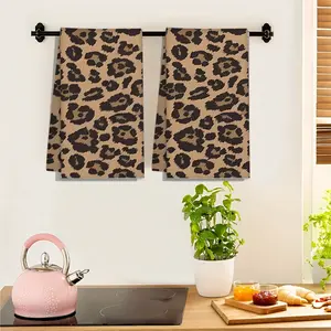 2pc Leopard Print Absorbent Tea Towel 17.9x25.9 Inch Ideal for Kitchen Dining Decor, Dish Drying Cleaning Cloth, Perfect Bathroom Kitchen Accessory, Stylish Single-Sided Decorative Cleaning Solution, Kitchen Towels, Reusable Cleaning Cloths