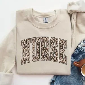 Leopard Nurse Sweatshirt, Cute Nurse Sweatshirt, Registered Nurse Sweatshirt, Gift For Nurse, Nurse Sweatshirt, New Nurse Gift, Nurse Hoodie