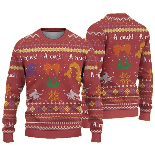 Hocus Pocus Ugly Christmas Sweater Amuck Halloween Witch