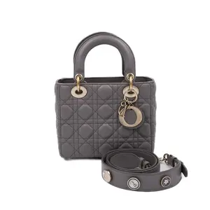 Pre-owned Dior Leather Top Handle Bags Lady Small Grey JM AM15