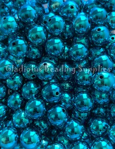 16mm Blue UV Beads, UV Solid, Resin, Loose, Chunky, Round, Gumball, Crafting Supplies