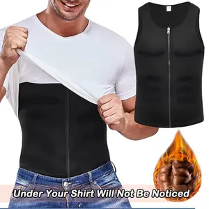 Men Sauna Vest Sweat Waist Trainer Compression Body Shaper Sauna Sweat Vest Zipper Hot Neoprene Tank Top Corset Sauna Shirt Workout Sports Clothing
