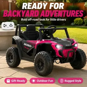 12V Kids Battery-Powered UTV Truck Ride-On Toy, Electric Vehicle with Remote Control, Music, Bluetooth, LED Lights for Boys & Girls, Pink Ride Car Remote Controlled Car toddler