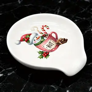 Christmas Coffee Spoon Rest Ceramic Spoon Holder Cafe Bar Accessories Snowman Nativity Scene Teaspoon Quote Ceramic Spoon Holder Rests for Station Decor Stove Top Countertop Kitchen Accessories Christmas Thanksgiving Gift for Coffee Lovers