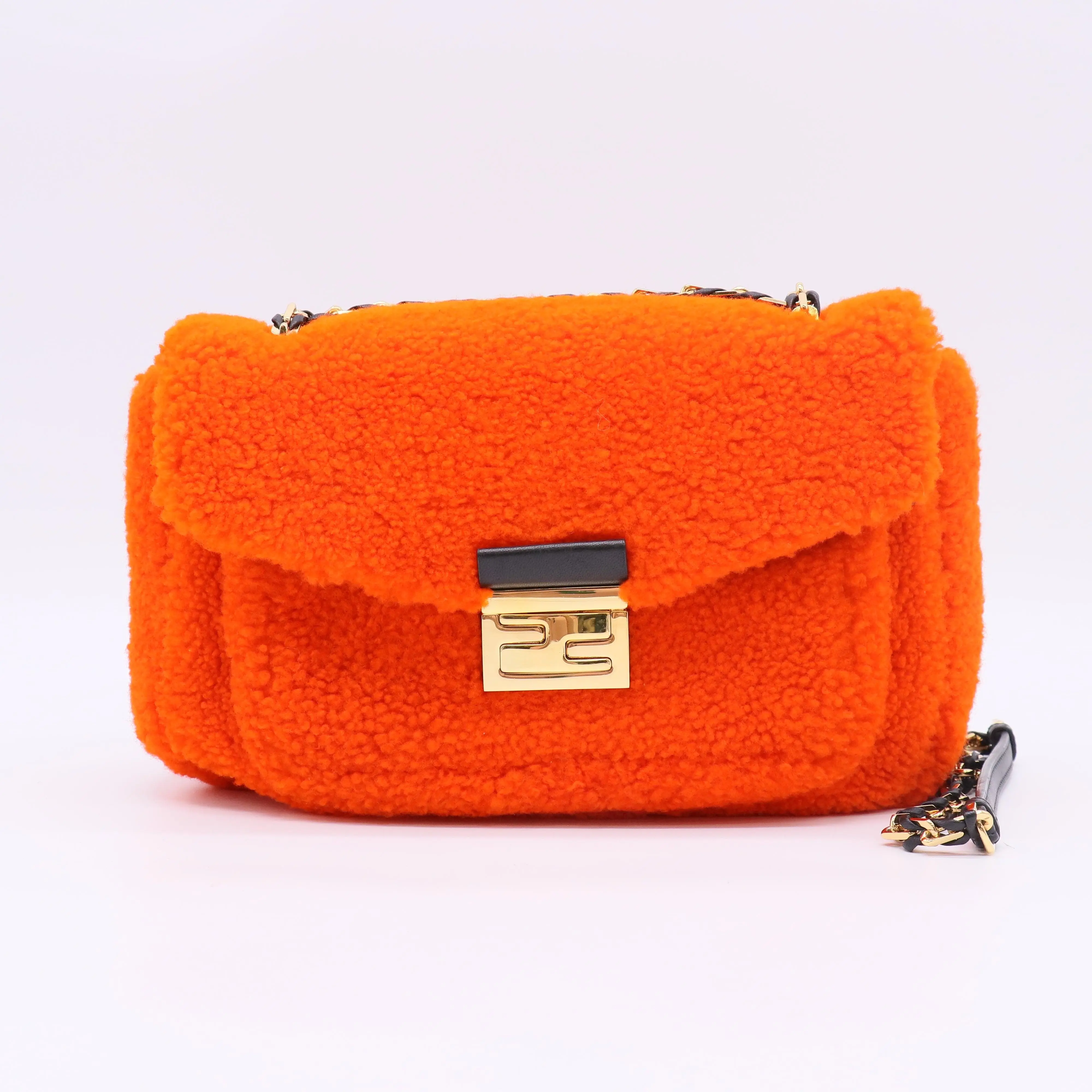 Pre-owned FENDI Shearling Shoulder Bags Be Baguette Shoulder Bag twins B23695