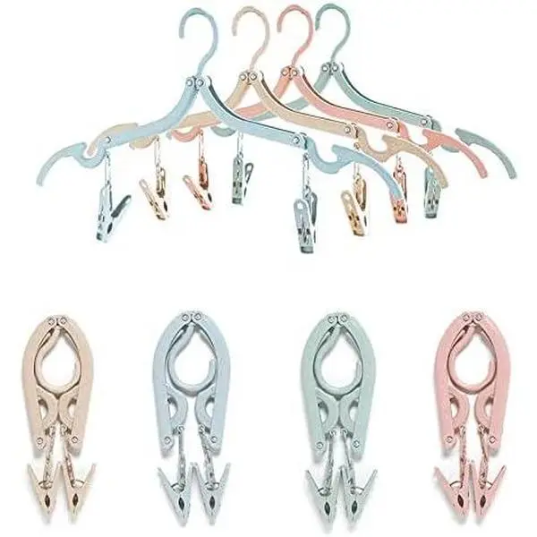 Clothes Hangers 8 Pcs Portable Folding Clothes Hangers Travel Accessories for Outdoors Activities Travel at Home Four Colors