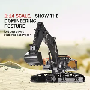 JIKEFUN 1592 Remote Control Excavator 1:14 Scale 22 Channel 2.4G Semi-Alloy Remote Control Engineering Crawler Tractor Children's Gift