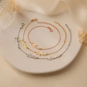 FF0038  Custom Script Name Bracelet| Dainty Personalized Name Jewelry|Ideal for birthdays, bridesmaids, Mother’s Day, or friendship gifts-engrave a name to make it a one-of-a-kind keepsake.