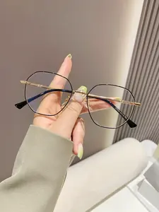 Women's Cute Y2K Style Anti-blue Light Eyeglasses, Metal Frame Eyeglasses, Trendy Vintage Preppy Square Frame Eyeglasses, Chic All-match Eyeglasses for Daily Use, High Quality Eyeglasses